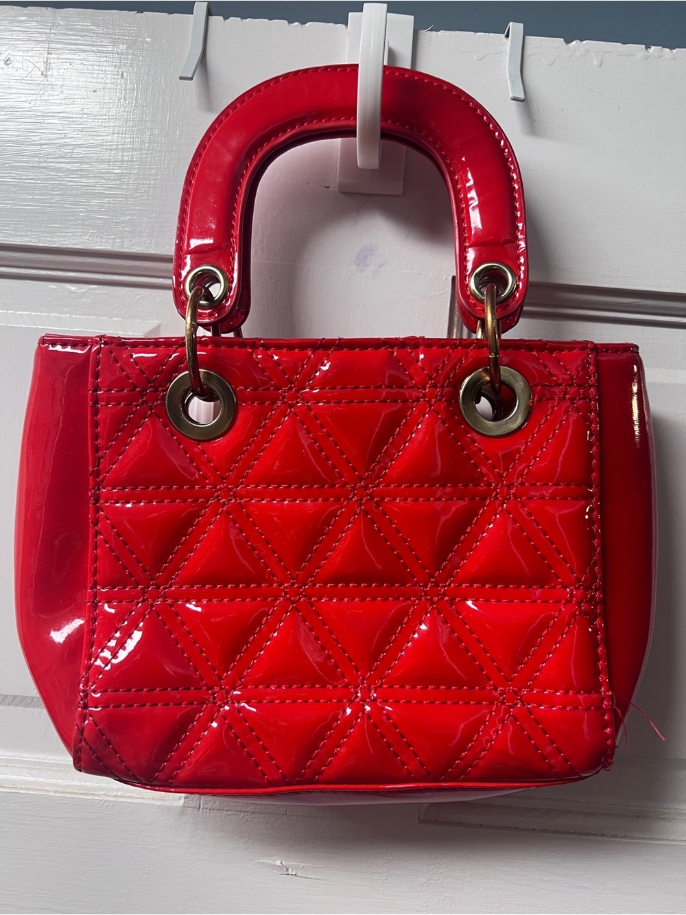 Olivia miller Red Patent Quilted Top-Handle Women’s Bag